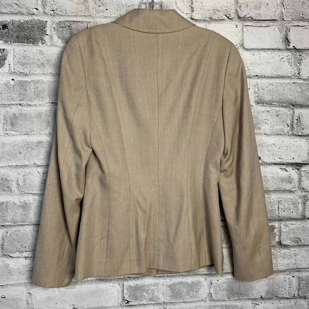 Escada Silk Wool Cotton Blend Earthy Toned Two Button Structured Blazer Coat - Picture 6 of 16